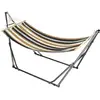Image de Hamac de jardin pliable support acier toile marron noir gris blanc