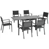 Image de Ensemble jardin 6 personnes chaises empilables table extensible gris