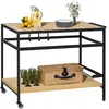Image de Desserte de jardin chariot pour plancha barbecue bois métal