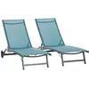 Image de Lot de 2 bains de soleil transats inclinables aluminium textilène