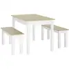 Image de Ensemble table à manger 3 pièces avec 2 bancs blanc aspect bois clair