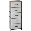Image de Chiffonnier 5 tiroirs - structure acier noir tissu pliant gris