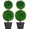 Image de Lot de 2 buis artificiels topiaires - pot inclus - h.60 cm - pe vert