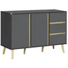 Image de Buffet 2 portes 2 étagères 3 tiroirs scandinave gris aspect bois clair