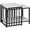 Image de Lot de 2 tables basses gigognes design acier noir aspect marbre blanc