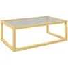 Image de Table basse design contemporain plateau verre trempé bois d'hévéa