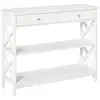 Image de Console néo-rétro 2 tiroirs 2 étagères blanc