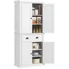 Image de Buffet haut multi-rangement - 4 portes, grand tiroir - blanc