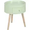 Image de Chevet table de nuit ronde 1 tiroir design scandinave bois clair vert