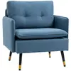 Image de Fauteuil style art-déco effet capitonné métal noir doré tissu bleu