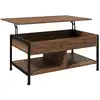 Image de Table basse relevable - étagère, coffre - aspect bois rustique noir