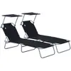 Image de Transat bain de soleil pliable dossier inclinable multi-position noir