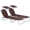Image de Transat bain de soleil pliable dossier inclinable acier chocolat