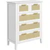 Image de Commode 5 tiroirs cannage en rotin MDF blanc bois de pin