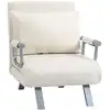 Image de Fauteuil convertible coussin pieds accoudoirs métal suède crème