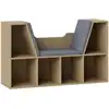 Image de Bibliothèque banc 2 en 1 - 6 casiers aspect bois clair coussins inclus