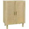 Image de Buffet 2 portes 2 étagères style bohème chic cannage rotin bois clair