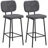 Image de Tabourets de bar avec repose-pieds dossier tissu de lin et acier gris