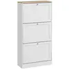 Image de Armoire à chaussures portes compartiments blanc aspect chêne clair