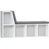 Image de Bibliothèque banc 2 en 1 avec 5 compartiments étagère blanc gris