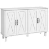 Image de Buffet 4 portes 2 étagères style rural chic poignées métal noir blanc