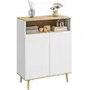 Image de Buffet style scandinave 2 portes étagère niche blanc aspect bois clair