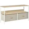Image de Meuble tv industriel 2 tiroirs tissu gris acier mdf blanc bois clair