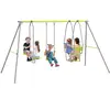 Image de Balançoire portique enfant 3 en 1 structure métal vert