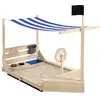 Image de Bac à sable bateau de pirate en bois avec jeu de cuisine 6 accessoires
