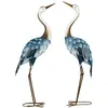 Image de Lot de 2 statues de jardin grues h. 72/74 cm acier bleu blanc