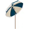 Image de Parasol inclinable de jardin Ø 225 cm style vintage franges bleu beige