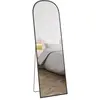 Image de Miroir sur pied - miroir mural rectangulaire arrondi - alu. noir