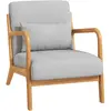 Image de Fauteuil lounge 3 coussins bois hévéa lin synthétique gris
