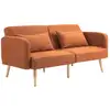 Image de Canapé convertible 3 places scandinave inclinable tissu ocre havane