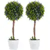 Image de Lot de 2 plantes artificielles h.60 cm fleurs lavande jeune pousse pot