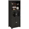 Image de Buffet haut 4 portes avec étagères 2 niches grand plateau noir