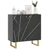 Image de Buffet design - 2 portes, étagère - métal doré aspect marbre noir