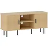Image de Meuble tv 2 portes, 2 niches acier noir aspect bois clair