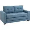 Image de Canapé convertible 2 places dossier capitonné tissu effet lin bleu