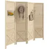 Image de Paravent intérieur 4 panneaux perforés en bois naturel