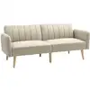 Image de Canapé convertible 2 places design scandinave bois tissu beige