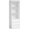 Image de Bibliothèque de rangement haute 3 étagères 3 tiroirs bois blanc