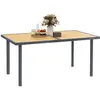 Image de Table à manger de jardin 6 personnes acier plateau effet bois naturel