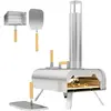 Image de Four à pizza extérieur portable à bois pellet acier inoxydable argenté