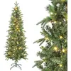 Image de Sapin de Noël slim 180H cm 200 lumières 605 branches plastiques vert