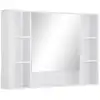 Image de Armoire murale salle de bain avec miroir étagères ouvertes bois blanc