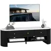 Image de Meuble tv 140 cm téléviseur 65 pouces 3 tiroirs en bois noir