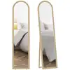 Image de Miroir de sol arqué pleine longueur 40 x 160 cm en verre beige