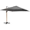 Image de Parasol déporté carré 3x3m effet bois anthracite