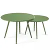 Image de Lot de 2 tables basses ronde en acier vert cactus